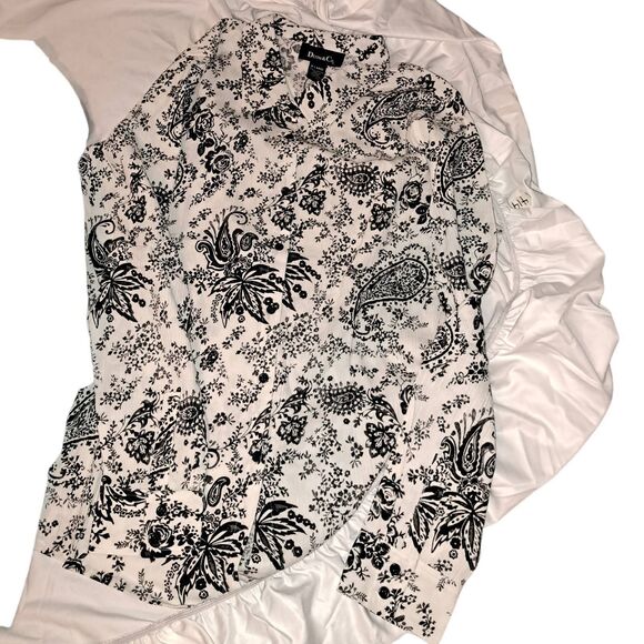 SALE!! NWT- Denim & Co Black Denim Jacket & Matching Long Sleeve Crepe Top XL - Picture 7 of 9